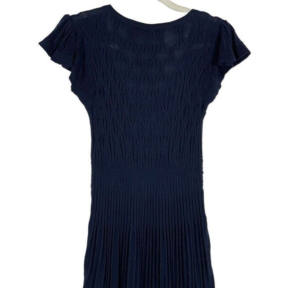 Anthropologie | Sparrow Navy Blue Knit Dress, Flutter sleeves, Small - Picture 6 of 10